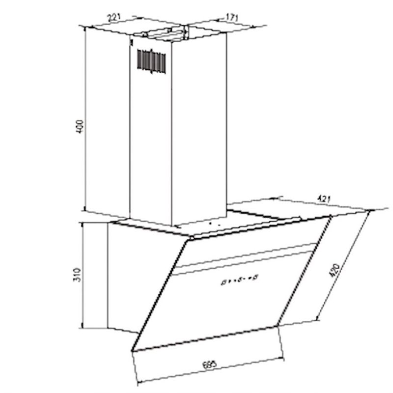 Kích thước máy hút mùi Boss BV2002A