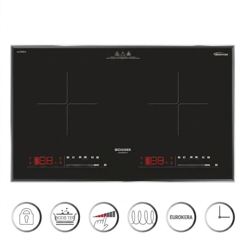 Bảng điều khiển và tính năng an toàn bếp từ Boss BKI682W