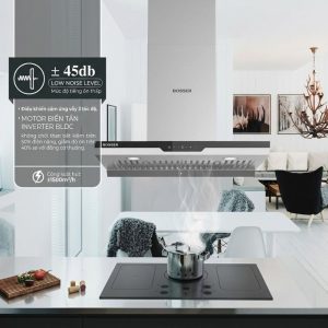 Không gian bếp hiện đại với máy hút mùi Boss BL2001A