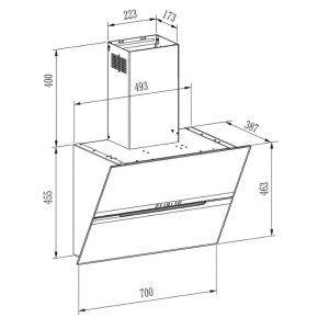 Kích thước máy hút mùi Boss BV2001A