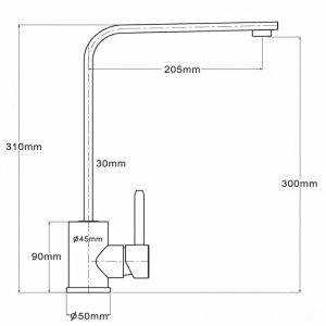 Kích thước vòi Boss cố định cổ tròn xoay 360 BV301