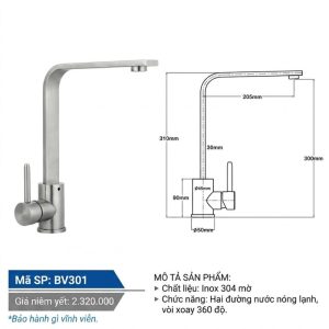 Vòi Boss cố định cổ tròn xoay 360 BV301