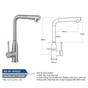 Vòi Boss dây rút cổ hình bầu dục dáng vuông BV6222