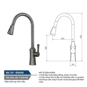 Vòi Boss dây rút cổ vuông BN666