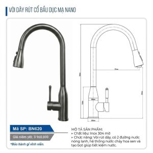 Vòi Boss rửa bát dây rút nano BN620