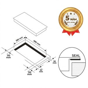 Kích thước khoét đá bếp từ 2 vùng nấu BKI689N