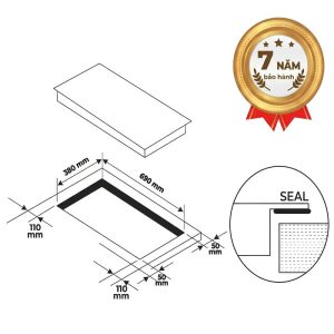 Kích thước khoét đá bếp từ Boss BIJ265S;