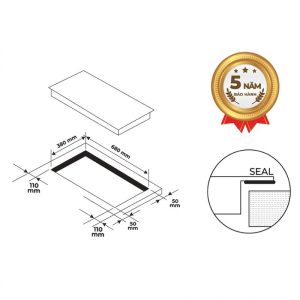 Kích thước khoét đá bếp từ Boss BKI682W;