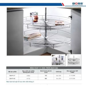 Kích thước mâm xoay 1/1 Boss BXVIP417/418