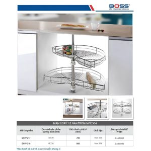 Kích thước mâm xoay 1/2 Boss BXVIP 217/218
